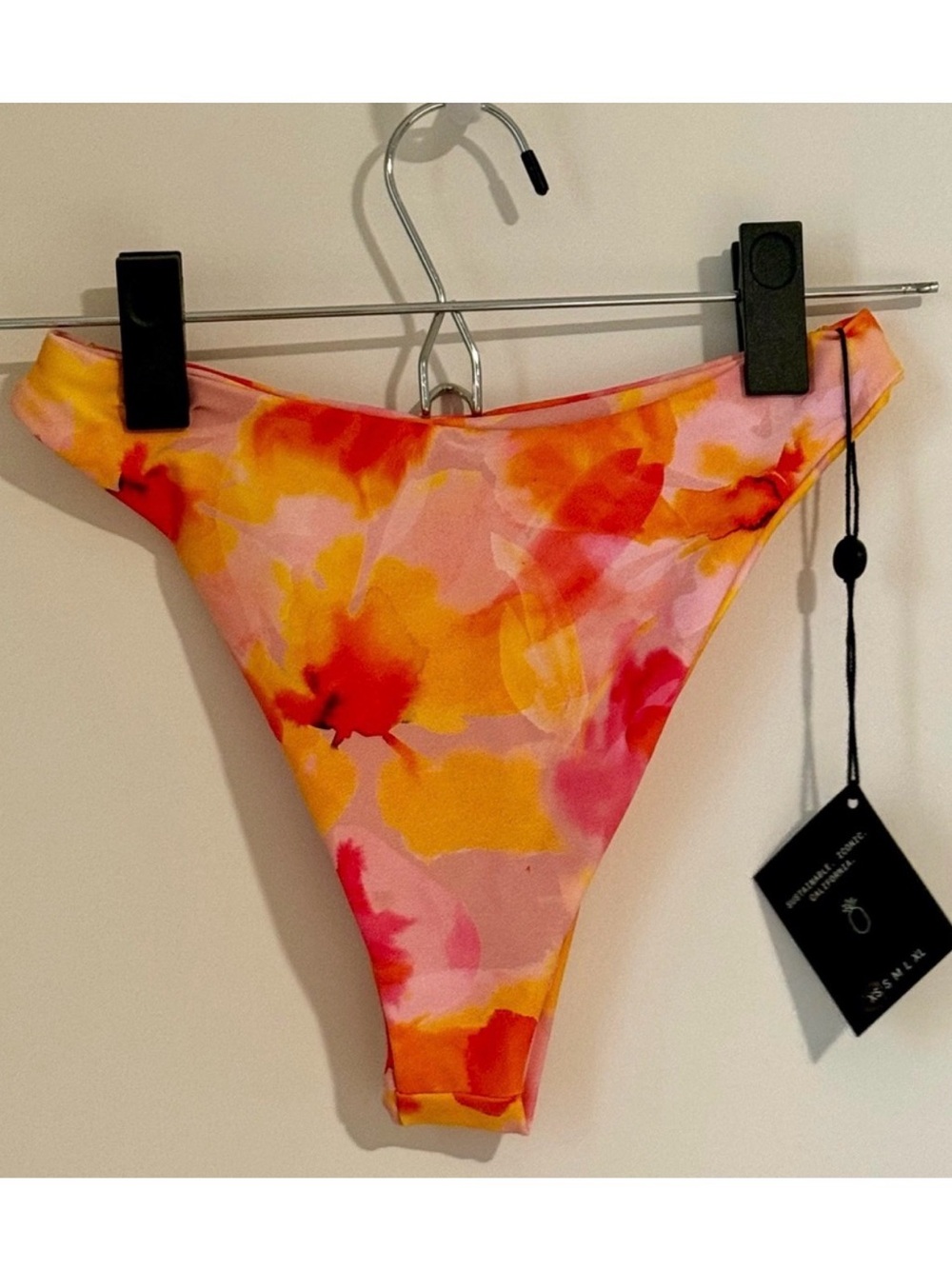 Skatie Floral Watercolor Pink Yellow Orange Bikini Bottom